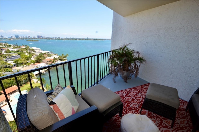 balcony with a water view