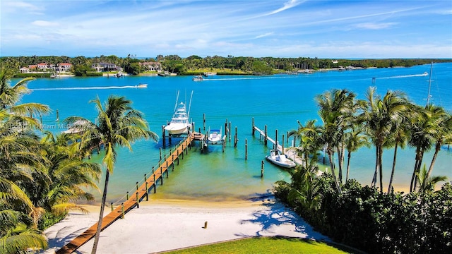 water view with a dock