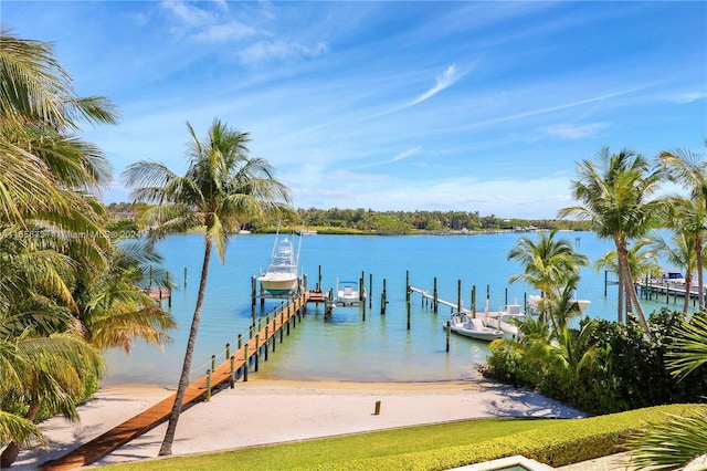 view of dock featuring a water view