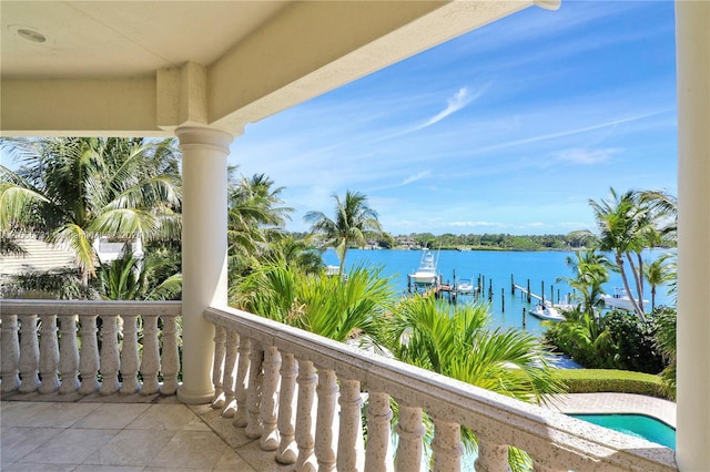 balcony with a water view