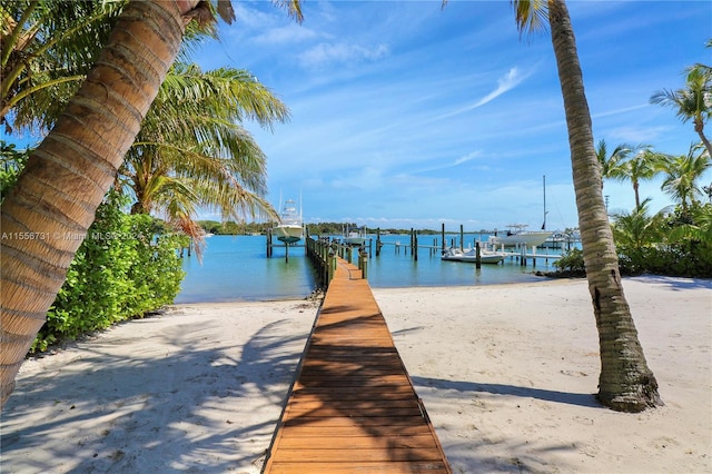 view of dock featuring a water view