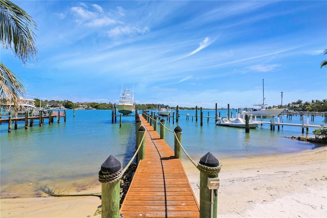 dock area featuring a water view