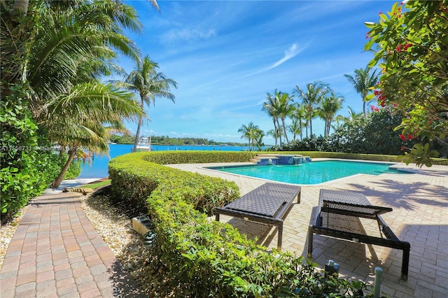 view of swimming pool with a patio