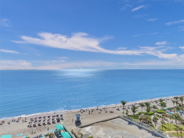 view of water feature featuring a view of the beach