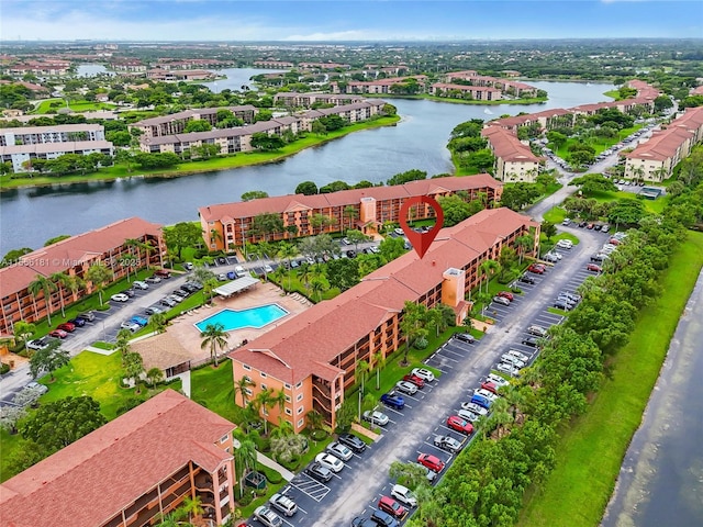 701 SW 142nd Ave Unit 108S, Pembroke Pines, FL 33027 - aerial view of a nearby body of water, apartment complex / building, and a pool area