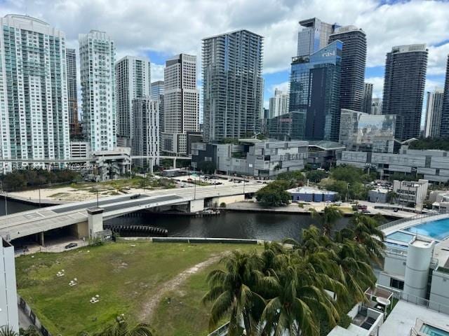 city view with a water view