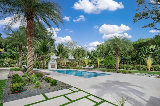 view of swimming pool with a patio