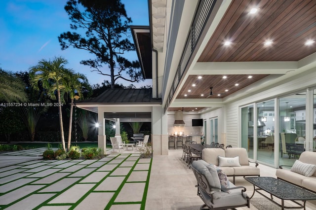 view of patio / terrace featuring outdoor lounge area and ceiling fan