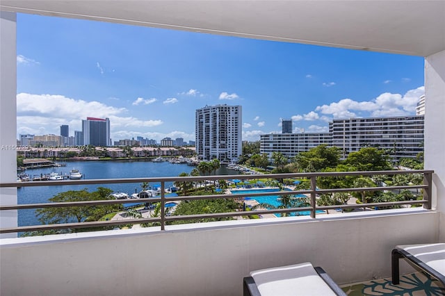 balcony with a water view