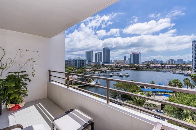 balcony with a water view