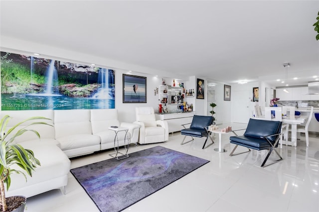 view of tiled living room