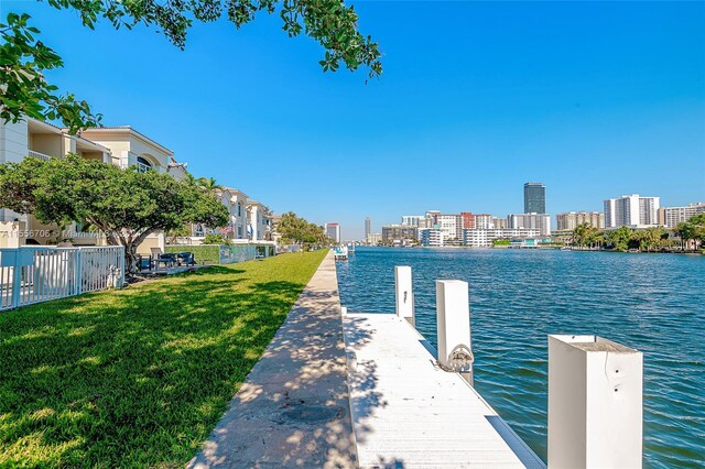 water view with a boat dock