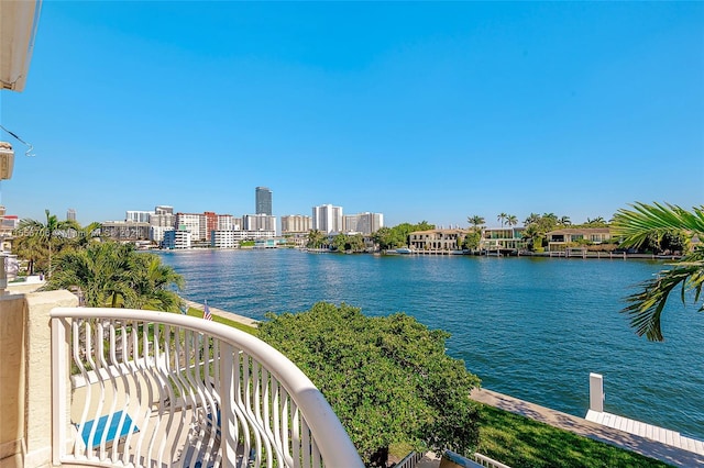 property view of water with a city view