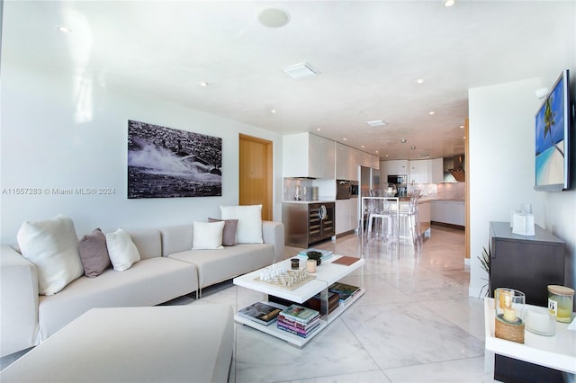 view of tiled living room