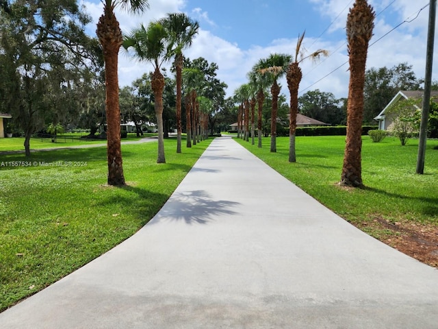 view of home's community with a yard