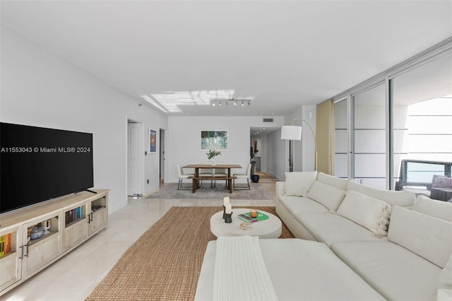 view of tiled living room