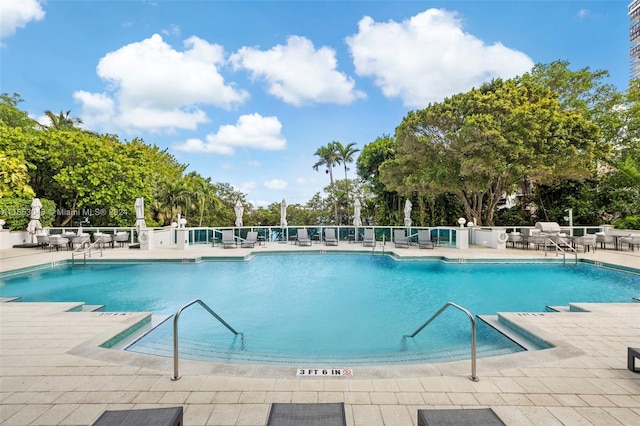 view of pool featuring a patio area