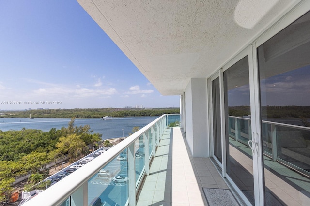 balcony with a water view