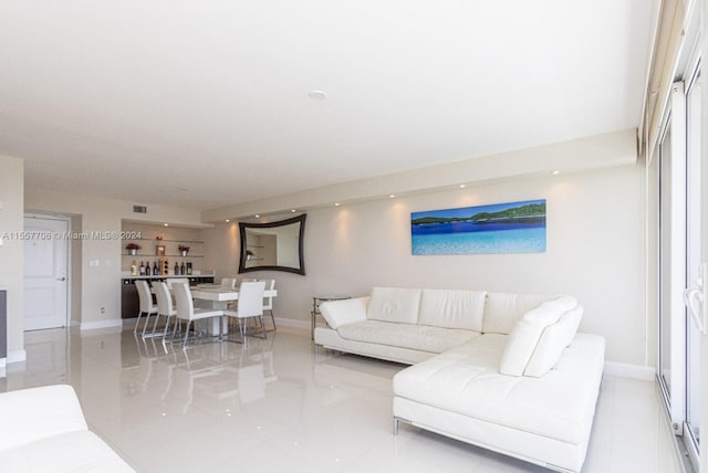 view of tiled living room