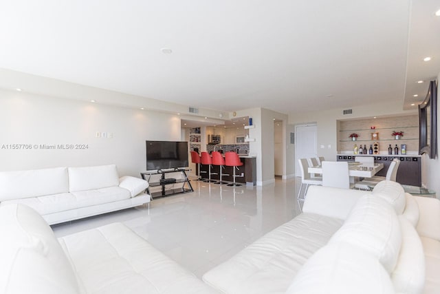 view of tiled living room