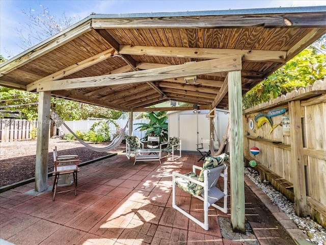 view of patio / terrace with a gazebo