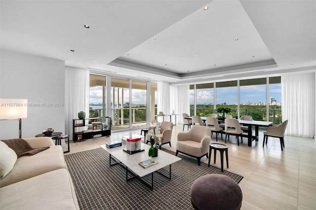 view of tiled living room