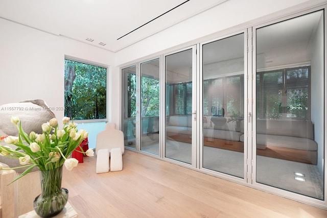 interior space with light hardwood / wood-style floors