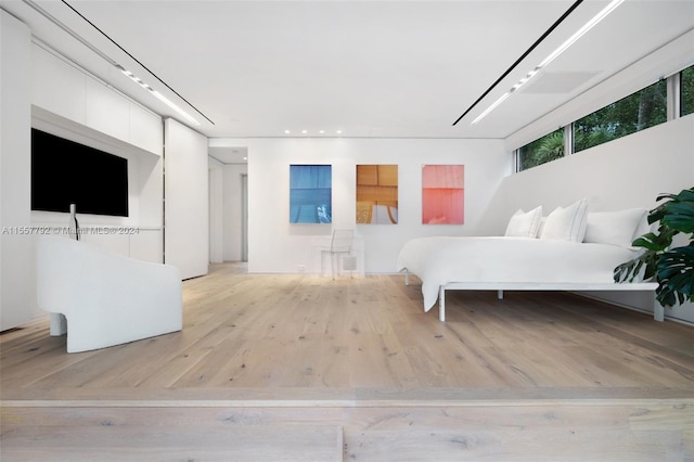 bedroom featuring light wood-type flooring