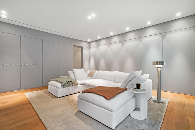 living room with light hardwood / wood-style flooring