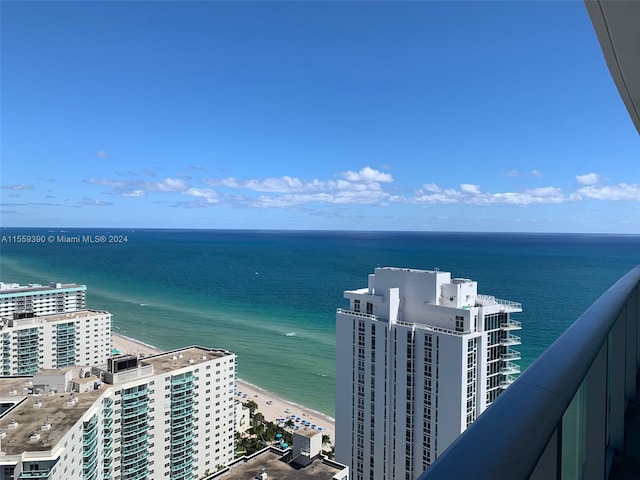 view of water feature featuring a beach view