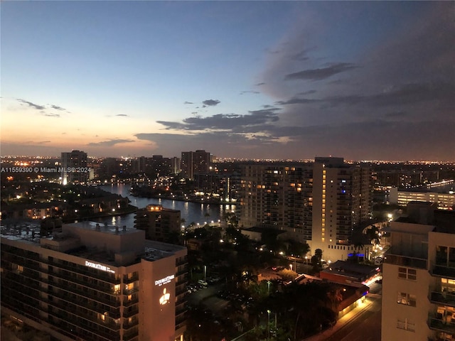 view of city with a water view