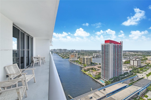 balcony with a water view