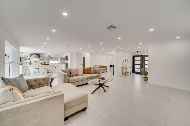 view of tiled living room