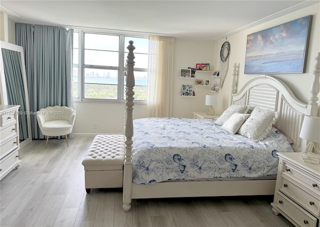 bedroom with light hardwood / wood-style floors