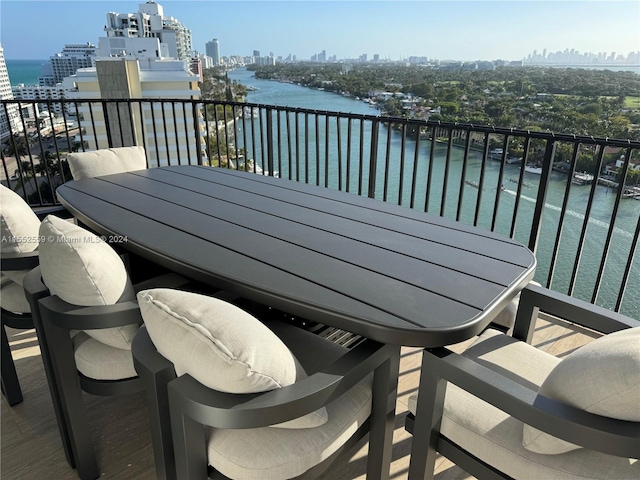 balcony with a water view