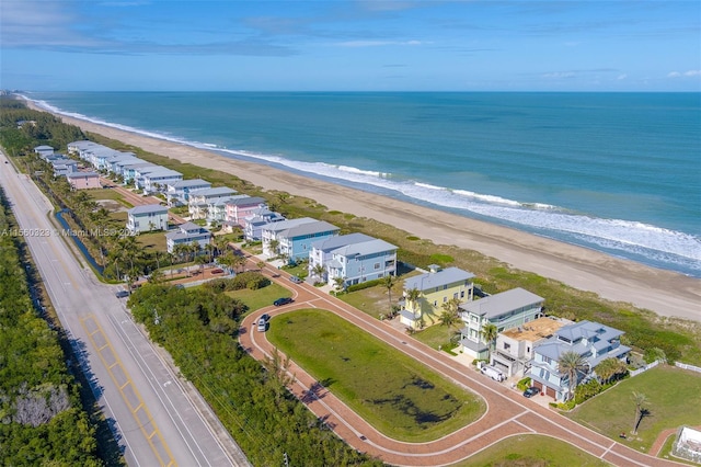 aerial view featuring a beach view and a water view