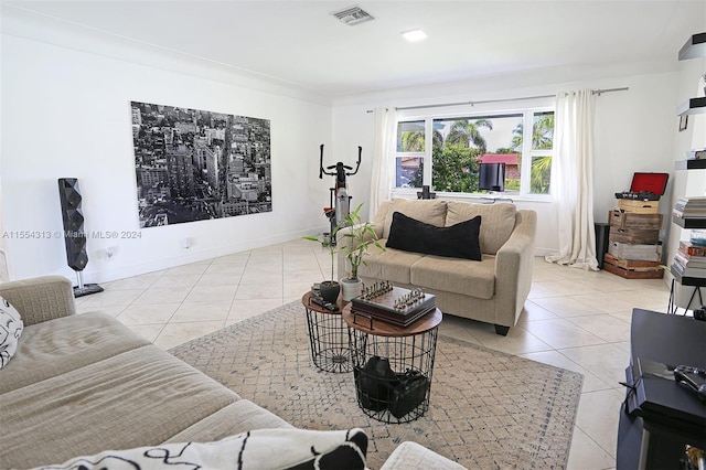 view of tiled living room