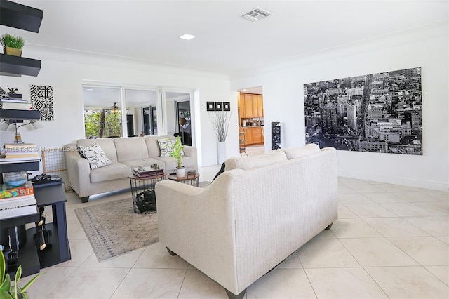 view of tiled living room