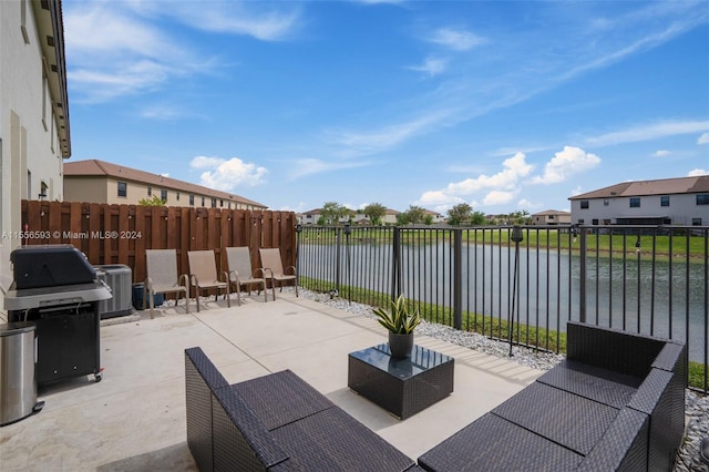 view of terrace with central AC unit and outdoor lounge area