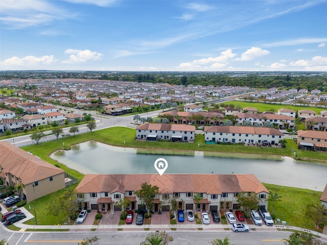 bird's eye view featuring a water view