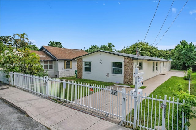 view of single story home