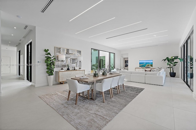 dining room with light tile patterned floors