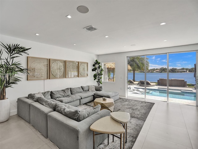 view of tiled living room