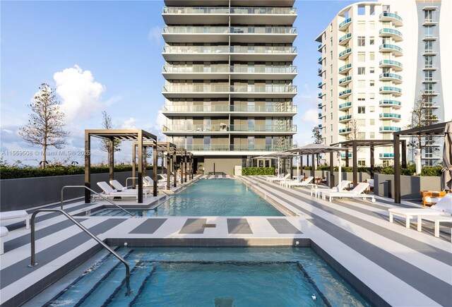 view of pool featuring a pergola