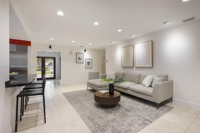 view of tiled living room