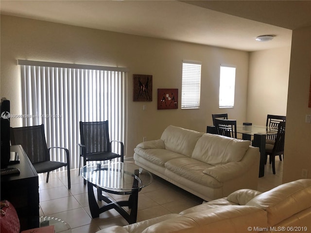 view of tiled living room