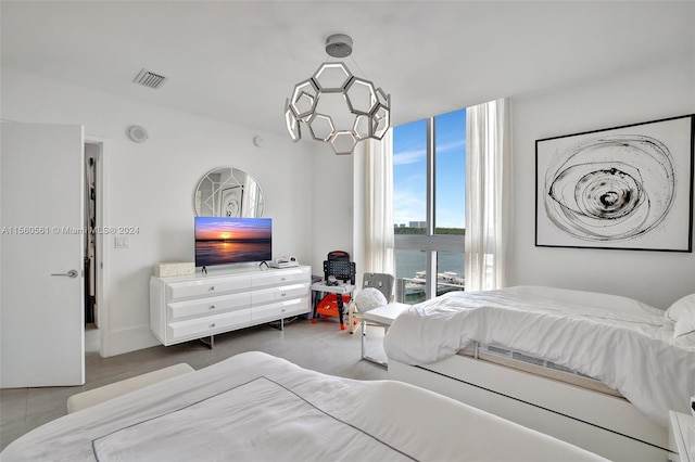 bedroom with a water view