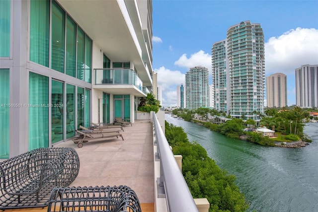 balcony with a water view