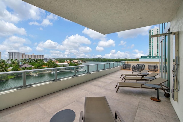 balcony with a water view