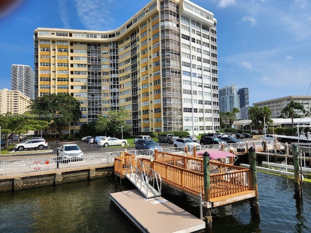 dock area featuring a water view